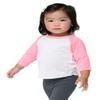 American Apparel Infant Neon Poly-Cotton 3/4 Sleeve Raglan - White/Neon Heather Pink / 12-18M