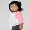 American Apparel Infant Neon Poly-Cotton 3/4 Sleeve Raglan - White/Neon Heather Pink / 12-18M view 3