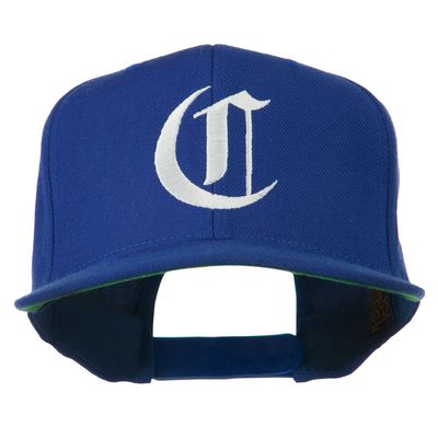 Large Old English C Embroidered Flat Bill Cap - Royal OSFM