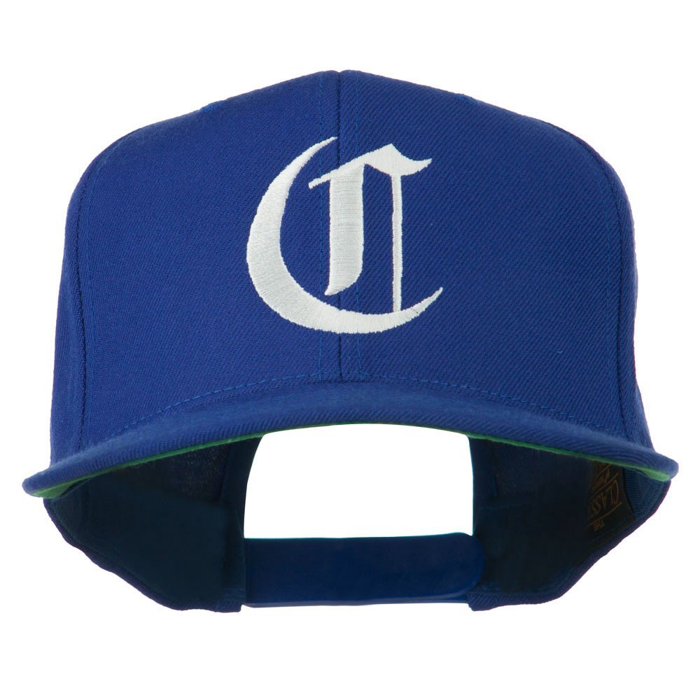 Large Old English C Embroidered Flat Bill Cap - Royal OSFM