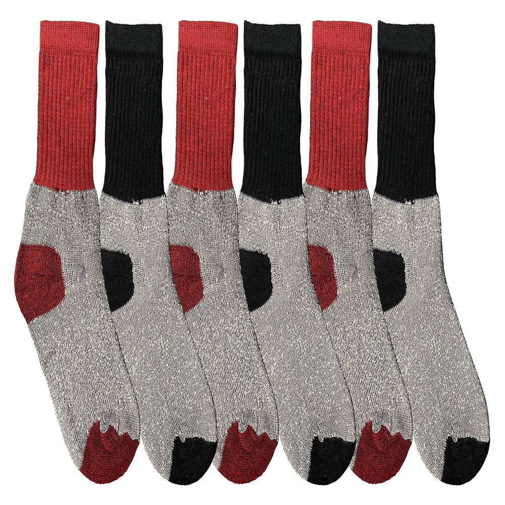 Yacht & Smith 6 Pairs Kids Thermal Winter Socks, Cotton, Boys Girls Winter Crew Socks, Size 6-8