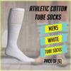 Yacht & Smith 6 Pairs Of Mens & Womens Wholesale Bulk Cotton Tube Socks, Referee Style, by SOCKS'NBULK (6 Pairs White w/Stripes, Mens 10-13 (Shoe Size 7-12)) view 3
