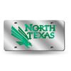NCAA North Texas Mean Green Laser Inlaid Metal License Plate Tag, Silver view 1