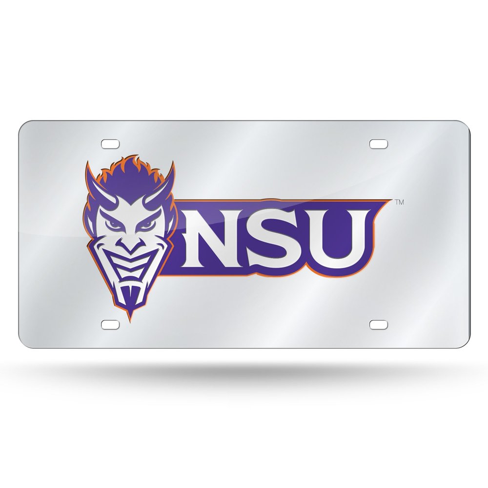 NCAA Northwestern State Demons Laser Inlaid Metal License Plate Tag, Silver