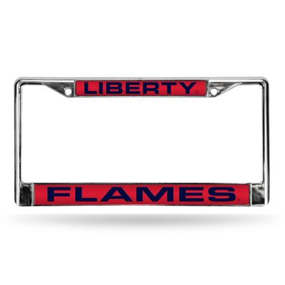 NCAA Liberty Flames Laser Cut Inlaid Standard Chrome License Plate Frame