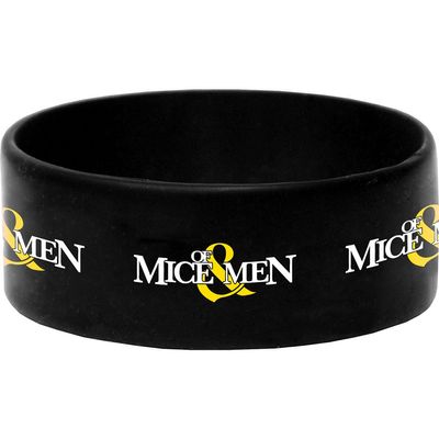 Rock Off officially licensed products Of Mice & Men Men's Logo Rubber Bracelet Black