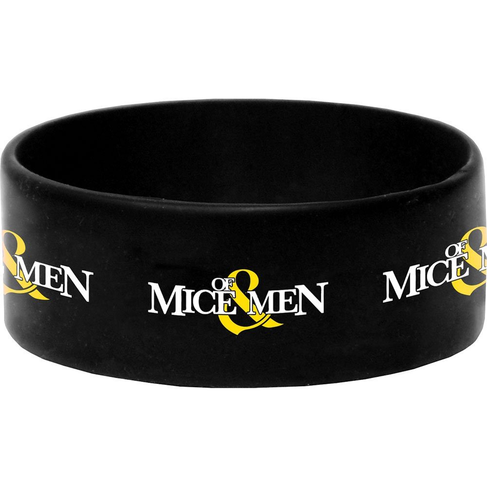 Rock Off officially licensed products Of Mice & Men Men's Logo Rubber Bracelet Black