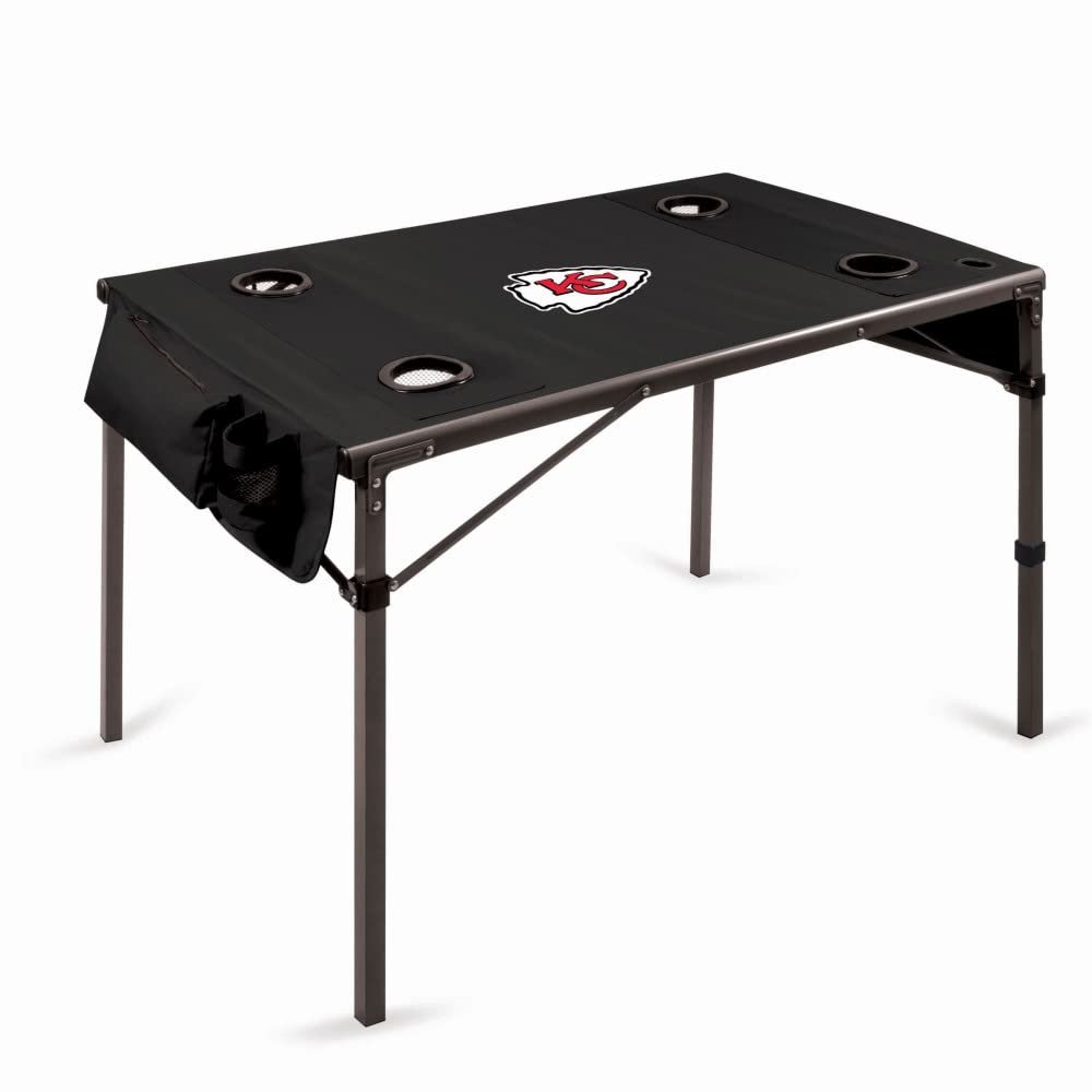 NFL Kansas City Chiefs Travel Table with Digital Print, One Size, Black