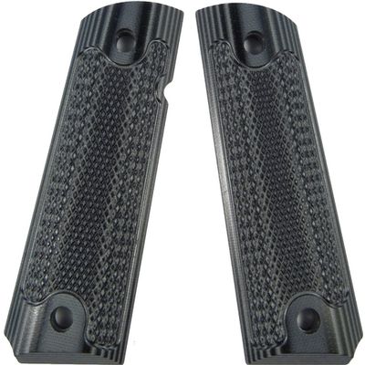 LOK Grips Checkered Classic 1911 Grips Standard Full Size Commander (Grey-Black)
