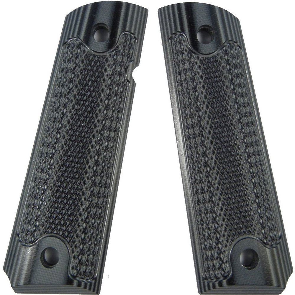 LOK Grips Checkered Classic 1911 Grips Standard Full Size Commander (Grey-Black)