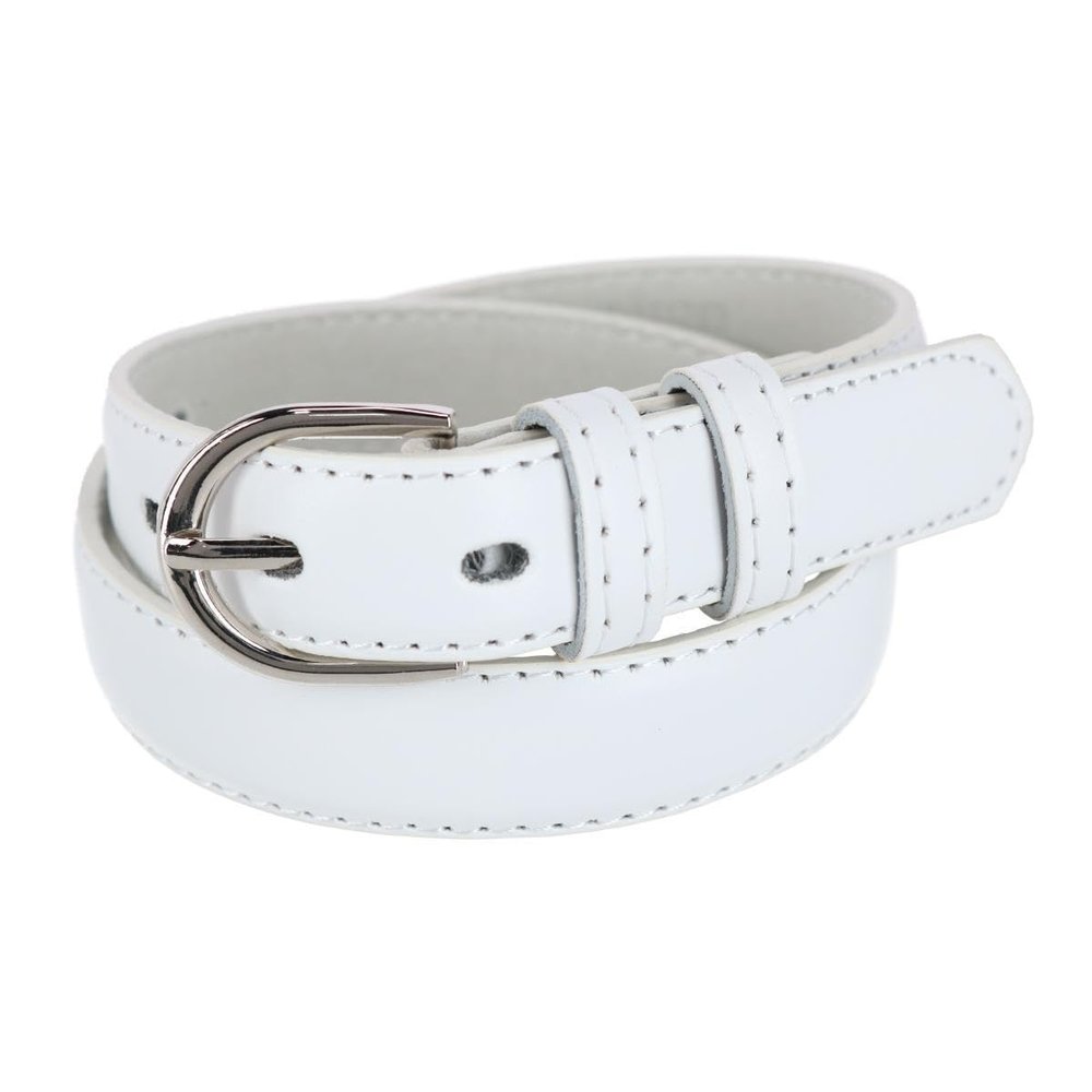 CTM Kid's Leather 1 inch Basic Dress Belt, Xlarge, White