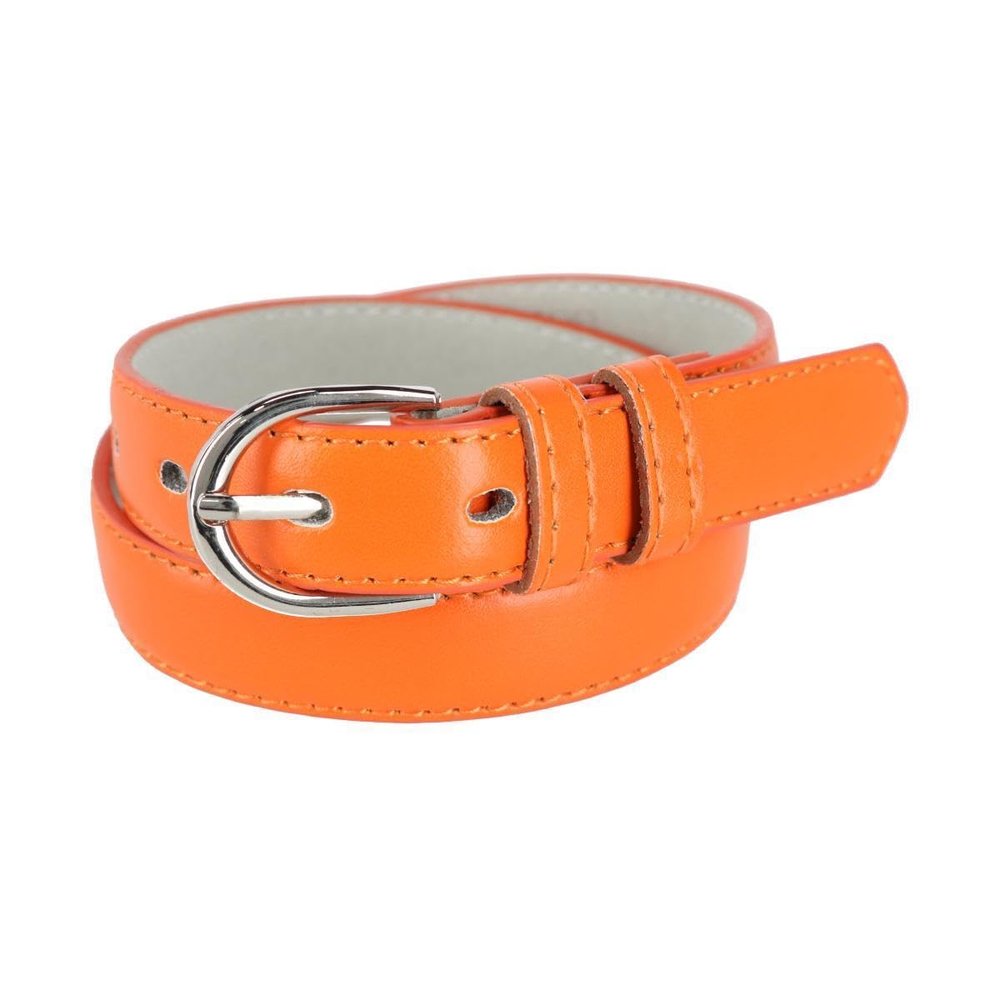 CTM Kid's Leather 1 inch Basic Dress Belt, Xlarge, Orange