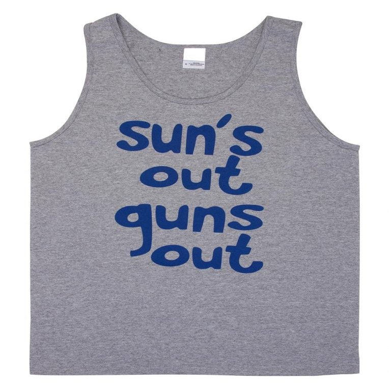 Sun's Out Guns Out Beach Tank Top - Grey - Small