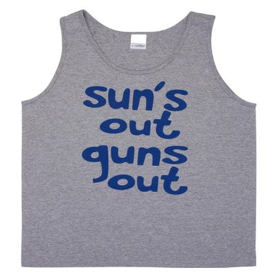 Sun's Out Guns Out Beach Tank Top - Grey - Large