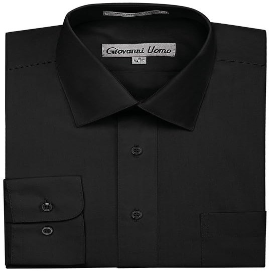 Gentlemens Collection Men's 1909 Long Sleeve Regular Fit Dress Shirt - Black - 15.5 2-3
