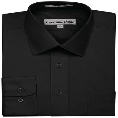 Gentlemens Collection Men's 1909 Long Sleeve Regular Fit Dress Shirt - Black - 17.5 4-5