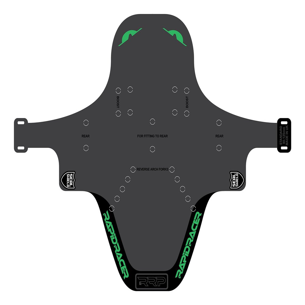 RRP Rapid Racer Products Unisex Enduroguard Mudguard, Black/Green, S UK