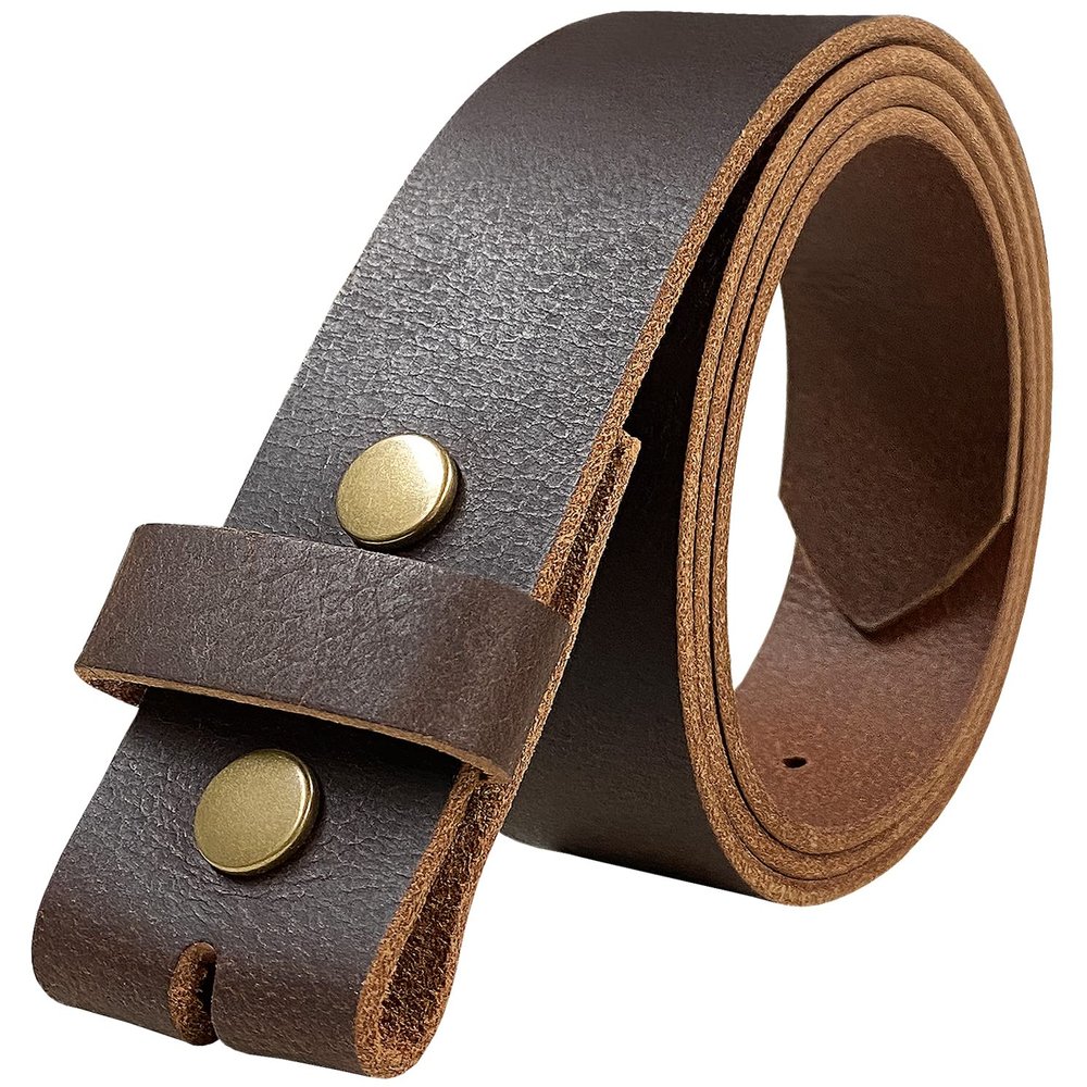 Belts.com One Piece Full Grain Buffalo Leather Replacement Strap 1-1/2" wide (Brown, 48)