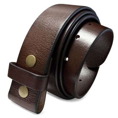 100% One-Piece Full Grain Leather Belt Strap with No Slot Hole 1-1/2"(38mm) Wide (Brown, 44)
