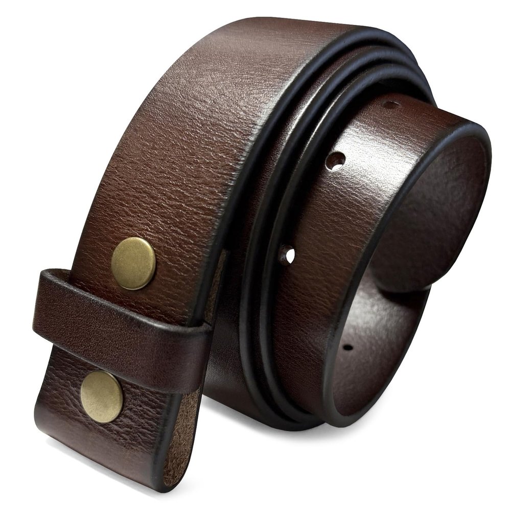 100% One-Piece Full Grain Leather Belt Strap with No Slot Hole 1-1/2"(38mm) Wide (Brown, 44)
