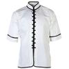 White Kungfu Uniform with Red/Green/Black Interloop Top(top only) (00, White, Black trim) view 1