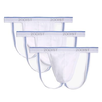 2(x)ist men's Cotton Stretch 3 Pack Jock Strap, Small, Black/Black/Black