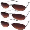 Classic Aviator Style Sunglasses Metal Bronze Color Frame Brown Lens 3 Pairs Men Women view 1