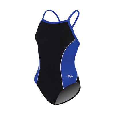 Dolfin Swimwear Team Panel V-2 Back - Black/Royal, 32