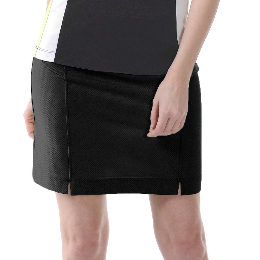 Monterey Club Women's Solid Honeycomb Texture Knit Skirt #2856 (Black, Medium)