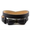 NYFASHION101 Stylish Faux Leather Skinny Belt with Gold Tone Mini Bow Accent, Brown, XL view 1