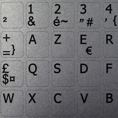 FRENCH AZERTY NOTEBOOK NON-TRANSPARENT Silver KEYBOARD STICKERS