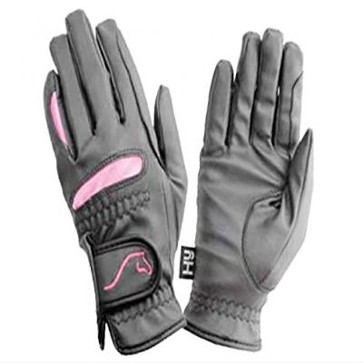 Hy5 Lightweight Horse Riding Gloves - Black & Pink Adult Sizes - Extra Small