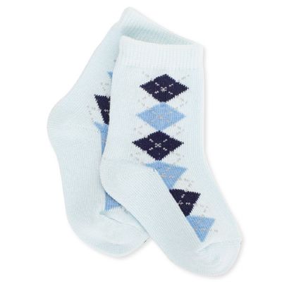 K&K Baby Blue & Navy Diamond Pattern Socks Size 0-12 Month