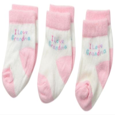 Jefferies Socks Unisex-Baby Newborn Family Bootie 3 Pair Pack, Pink Grandma, Infant