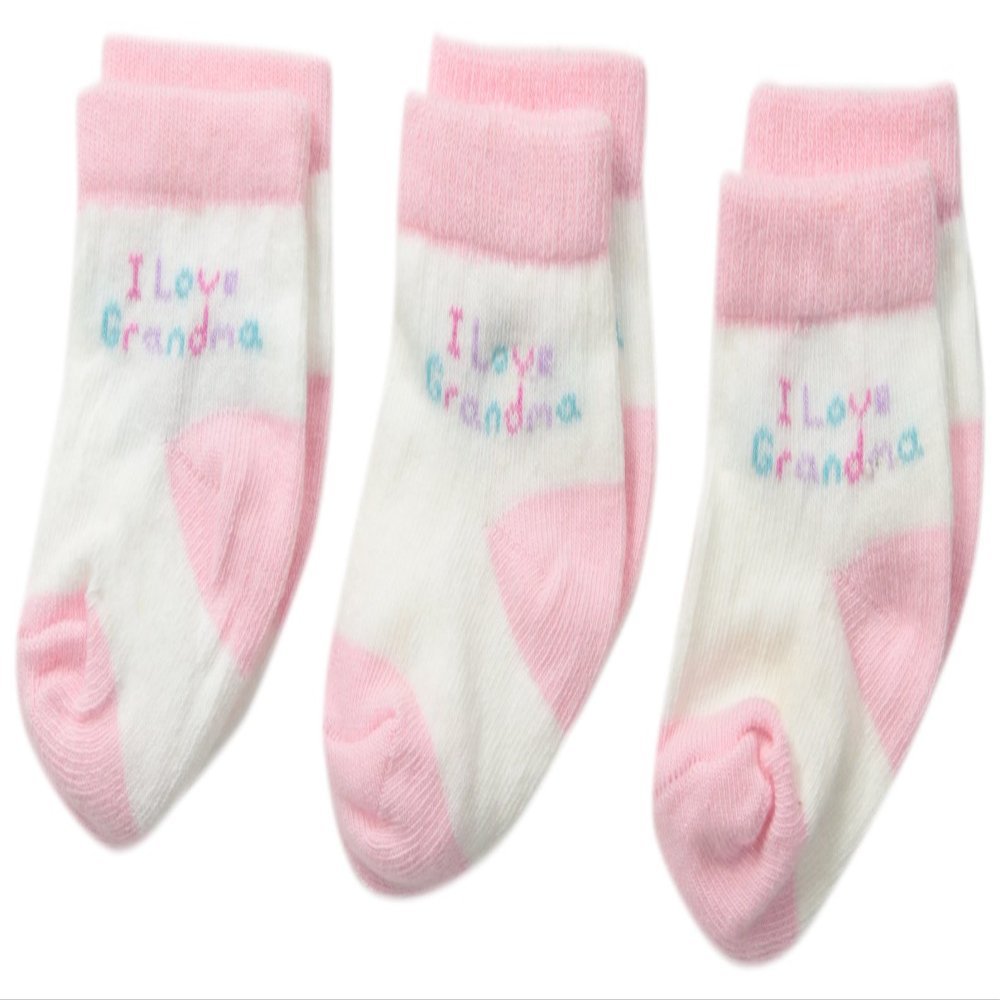 Jefferies Socks Unisex-Baby Newborn Family Bootie 3 Pair Pack, Pink Grandma, Infant