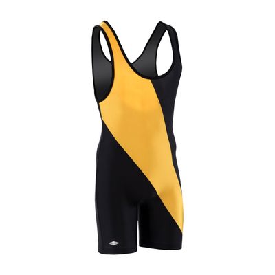 Matman USA The Chest Sweep Men's & Boy's Wrestling Weightlifting Singlet (Black/Gold, X-Large)