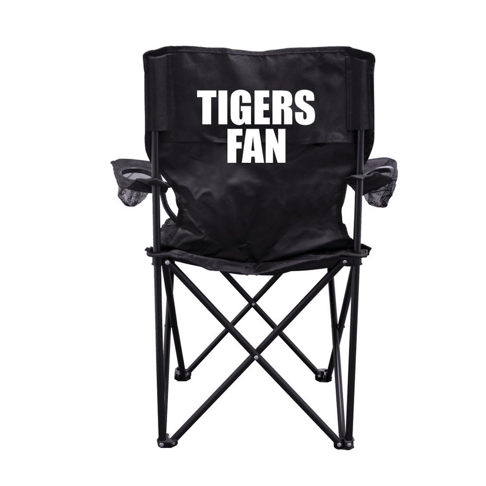 VictoryStore Tigers Fan Black Folding Camping Chair with Carry Bag
