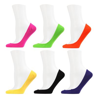 MeMoi No-Show Microfiber Shoe Liners 6-Pack Assorted Colors One Size