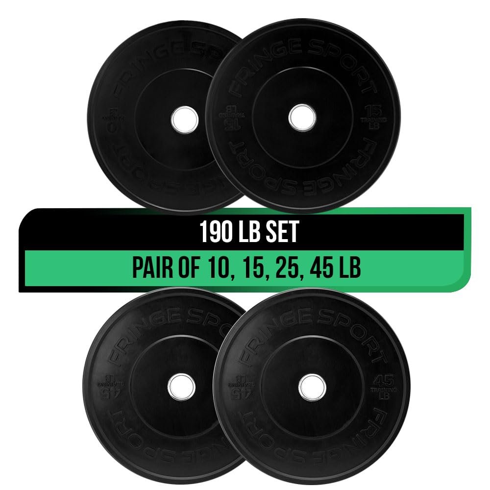 Black Bumper Plate Sets - 100 - 460 LBS of weights for Weightlifting & Strength Training | Durable, Bumper Plates For Olympic, Home & Gym Training Equipment with a Dead Bounce, Weight Plates Sets, Ideal for Power Lifting