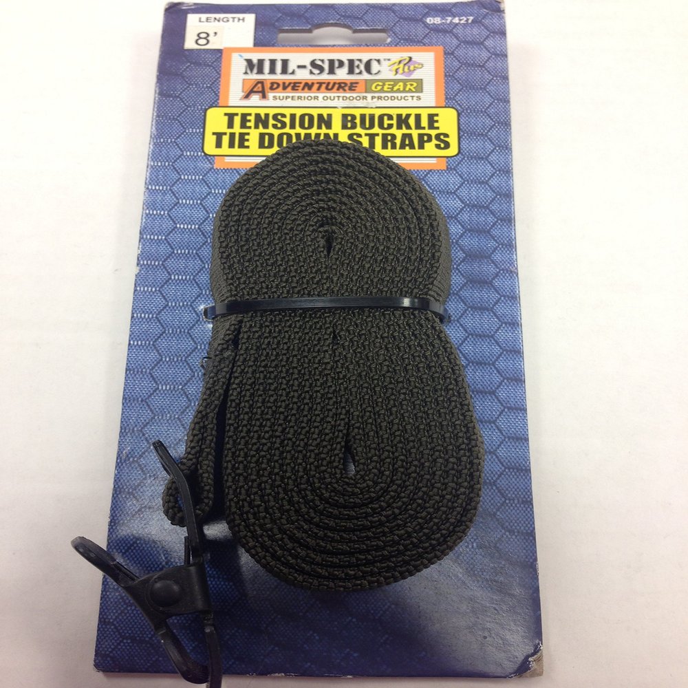 Mil-Spec Adventure Gear Plus MSA08-7427004300 Tension Buckle Tie-Down Straps, OD