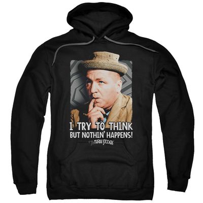 2Bhip Three Stooges Slapstick Famous Comedy Curly Try to Think Adult Pull-Over Hoodie Black