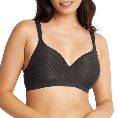 Bali Women's Comfort Revolution Wire Free Bra, Black Swirl, 34D