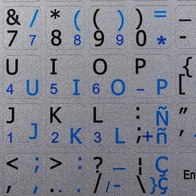 SPANISH - ENGLISH NOTEBOOK NON-TRANSPARENT Silver KEYBOARD STICKERS