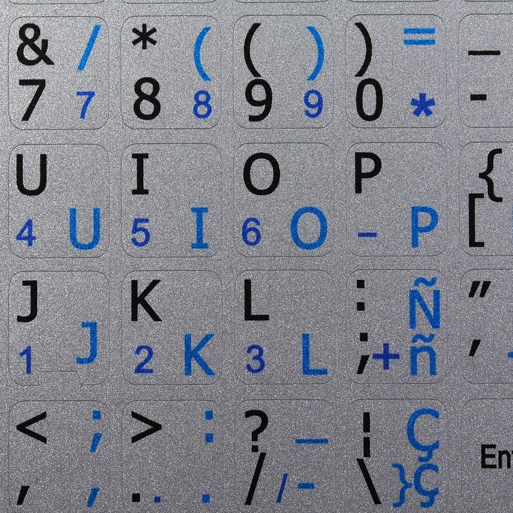 SPANISH - ENGLISH NOTEBOOK NON-TRANSPARENT Silver KEYBOARD STICKERS