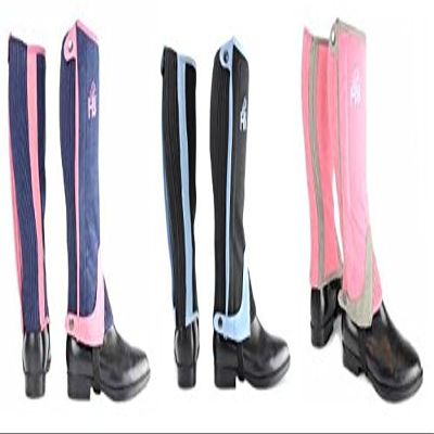 William Hunter Equestrian Hy Two Tone Children Amara Half Chaps - Pink/Grey Child Medium