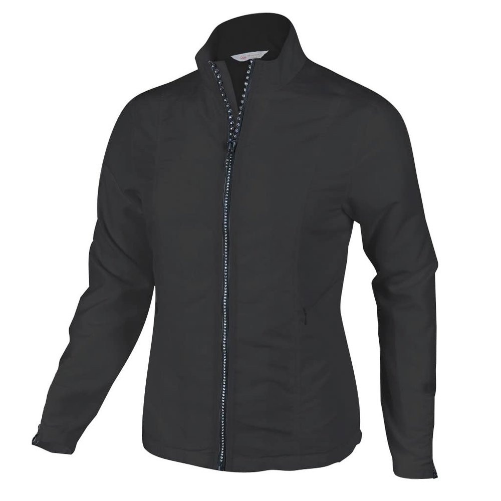 Monterey Club Women's Lightweight Rhinestone Zipper Jacket #2780 (Black, Small)