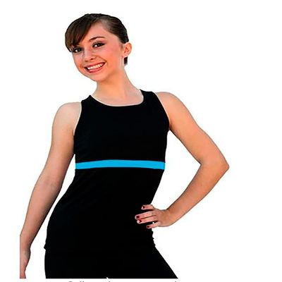 ChloeNoel Figure Skating Racer Back Fitted Top T02 Turquoise Adult Large