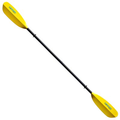 Cannon Paddles Nokomis Aluminum Kayak Paddle with Ferrule and Yellow Fiberglass Reinforced Polymer Blades (2-Piece), Black/Yellow, 230cm