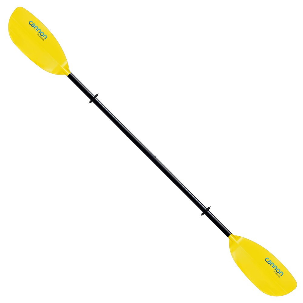 Cannon Paddles Wave Aluminum Kayak Paddle with Joint Ferrule and Yellow Fiberglass Reinforced Polymer Blades (2-Piece), Black/Yellow, 230cm