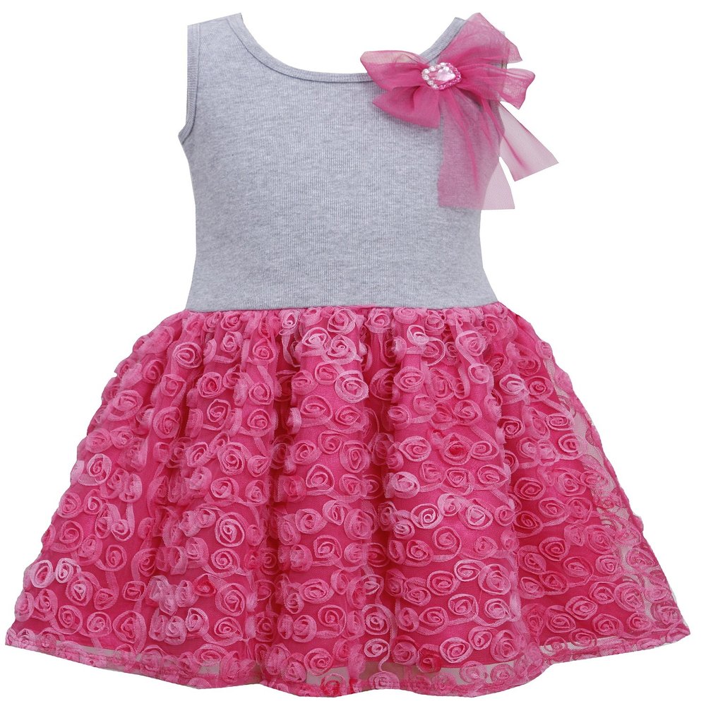Bonnie Jean Girls Rosettes Bonaz Skirt Dress, Gray/Pink, 2T